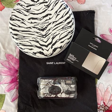 Saint Laurent Frisbee and Disposable camera in zebra print